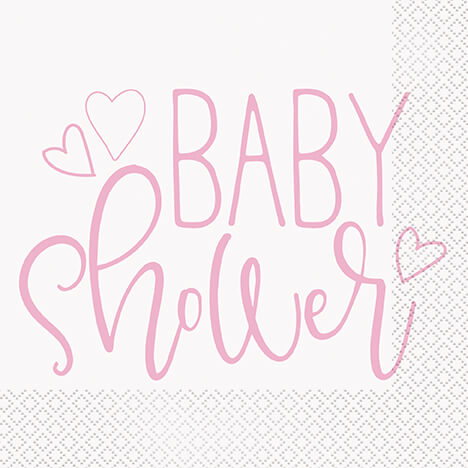 Baby Shower Ubrousky 16 ks – Růžová srdíčka