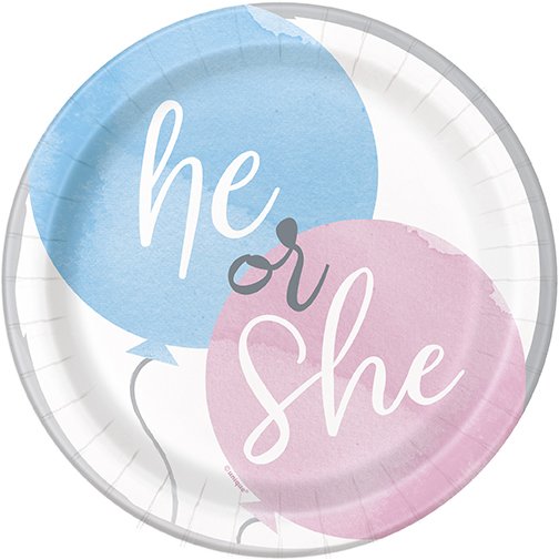 Gender Reveal party Talíře 8 ks – Girl or Boy, 18 cm