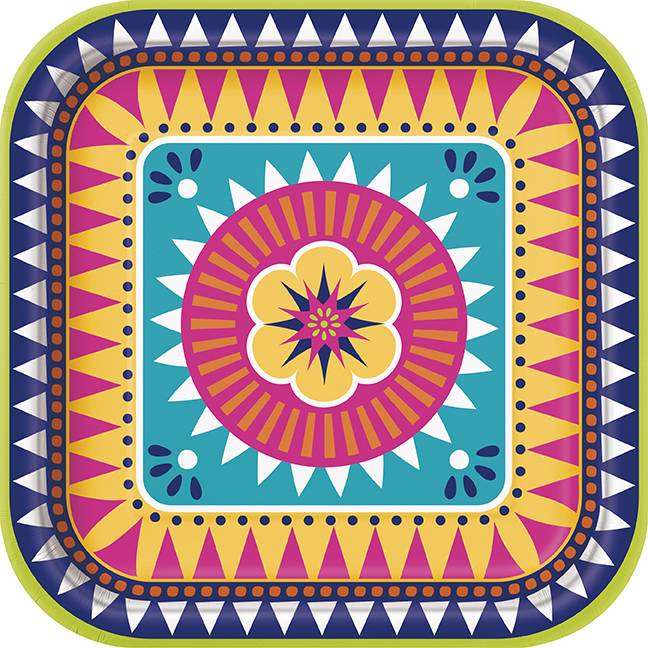 Mexická fiesta Talíře 8 ks – Boho Fiesta, 23 cm