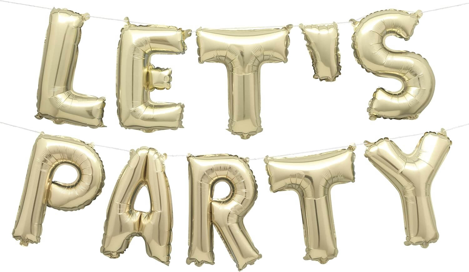 Balónkový Narozeninový nápis – Let’s party, zlatý, 36 cm
