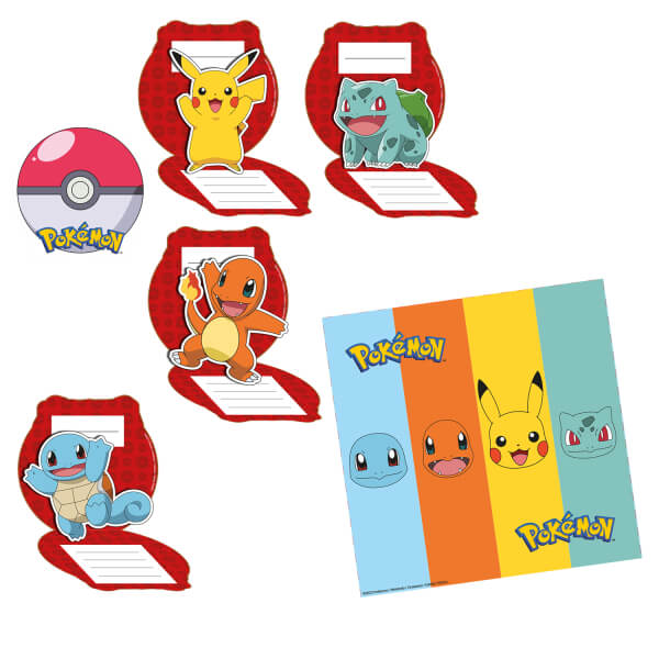 Pokemon Pozvánky a obálky - Pokemon party, 8 ks