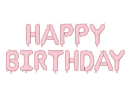 Fóliový balónek nápis Happy Birthday - Růžový, 35 cm