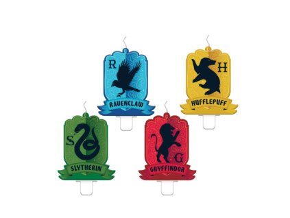 Harry Potter Svíčky na dort 4ks - Bradavické koleje | Kouzelnaparty.cz