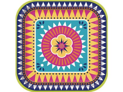 Mexická fiesta Talíře 8 ks – Boho Fiesta, 23 cm | Kouzelnaparty.cz