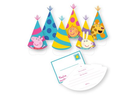 Prasátko Peppa Pozvánky a obálky - Párty čepičky | Kouzelnaparty.cz