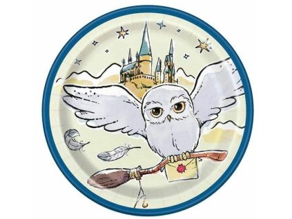 Harry Potter Papírové talíře - Sova Hedvika, 8ks | Kouzelnaparty.cz