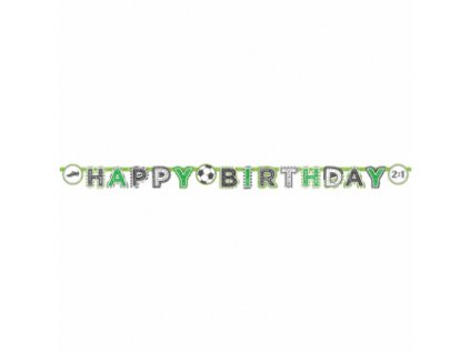 Fotbal párty Narozeninový nápis - Happy Birthday, 200 cm