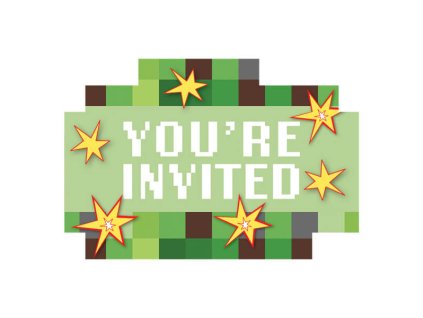 Minecraft Pozvánky a obálky - TNT Party, 8 ks | Kouzelnaparty.cz
