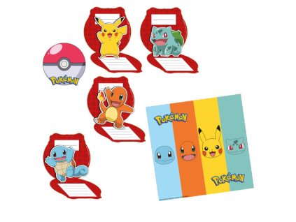 Pokemon Pozvánky a obálky - Pokemon party, 8 ks | Kouzelnaparty.cz