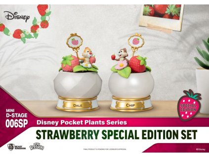 Disney Mini Diorama Stage Statues Pocket Plants Series Strawberry Special Edition Set 12 cm