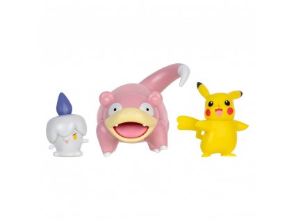 Pokémon Battle Figure Set 3-Pack Pikachu (Female), Litwick, Slowpoke 5 cm