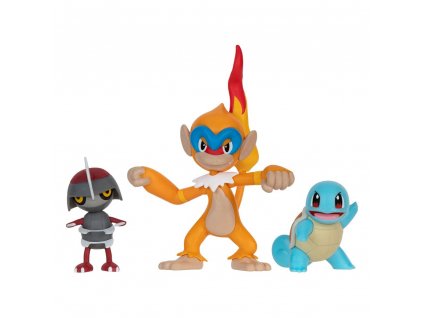 Pokémon Battle Figure Set 3-Pack Pawniard, Squirtle #1, Monferno 5 cm