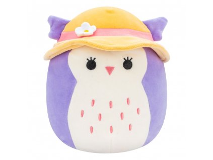 Squishmallows Plush Figure Purple Owl with Sun Hat Holly 18 cm