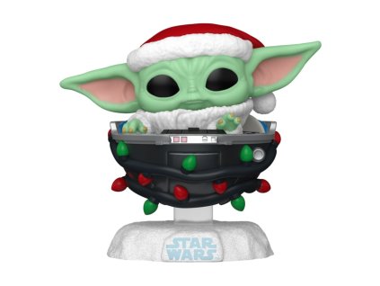 Star Wars: Mandalorian POP! vinylová figurka Vánoční Grogu v kočárku 9 cm