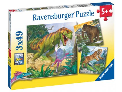 Dinosauři a čas - puzzle - 3 x 49 dílků