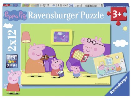 Prasátko Peppa - puzzle - 2 x 12 dílků