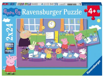 Prasátko Peppa - puzzle - Prasátko Peppa ve škole - 2 x 24 dílků