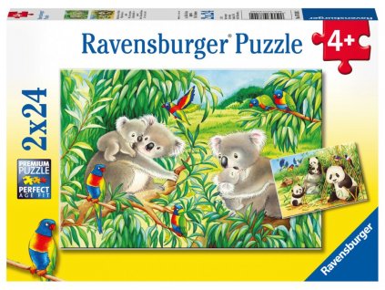Roztomilé koaly a pandy - puzzle - 2 x 24 dílků