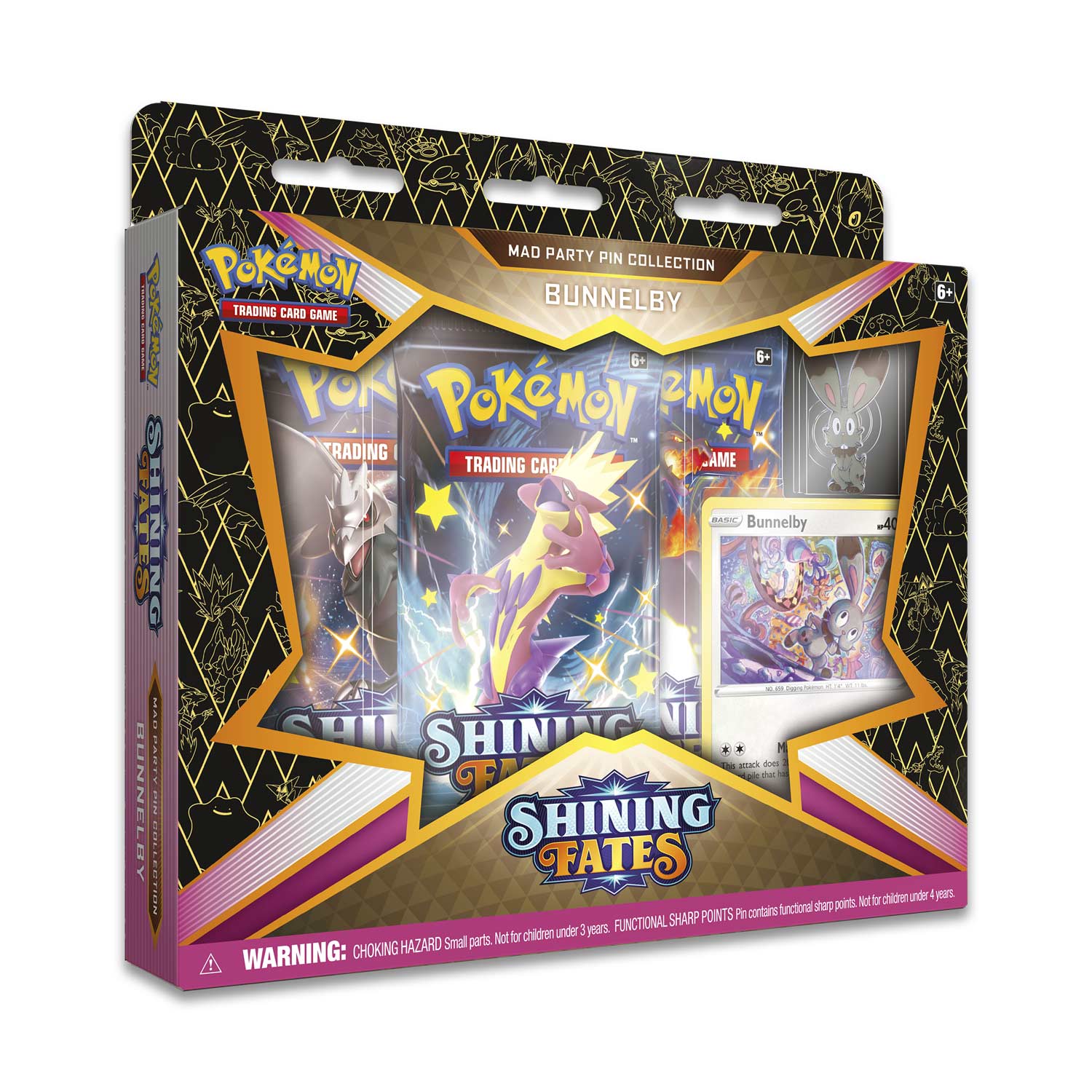 Nintendo Pokémon TCG: Shining Fates Mad Party Pin Collection (Bunnelby)