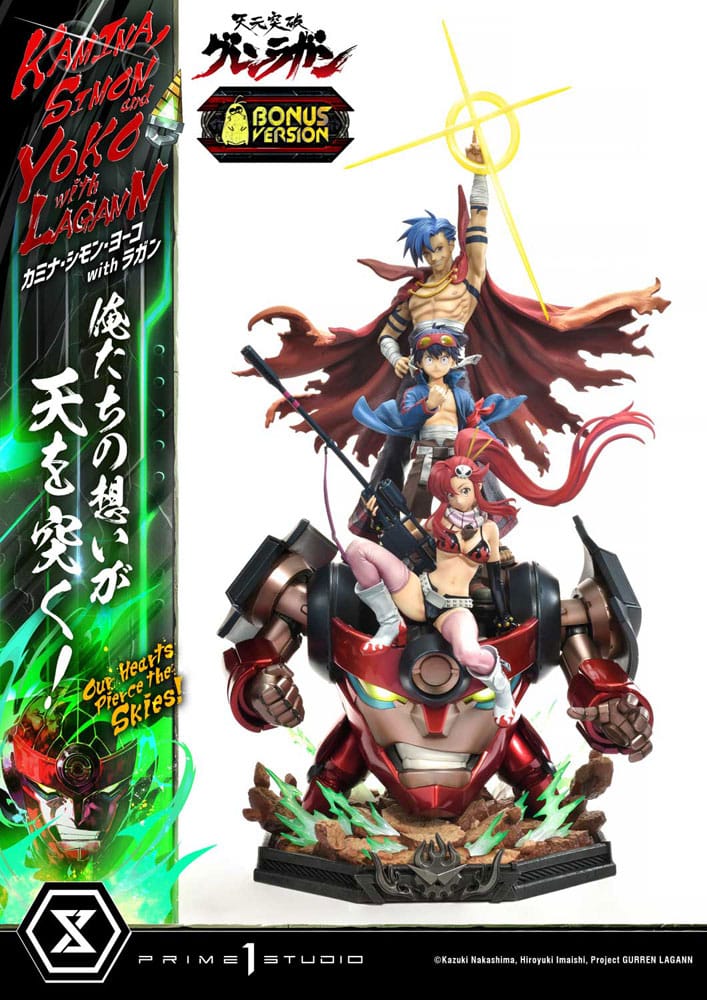 Prime 1 Studio Gurren Lagann Ultimate Premium Masterline Series Statue 1/4 Kamina, Simon & Yoko with Lagann Deluxe Bonus Version 97 cm
