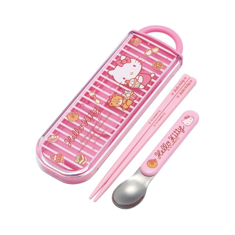 Skater Hello Kitty Chopsticks & Spoon Sweety pink