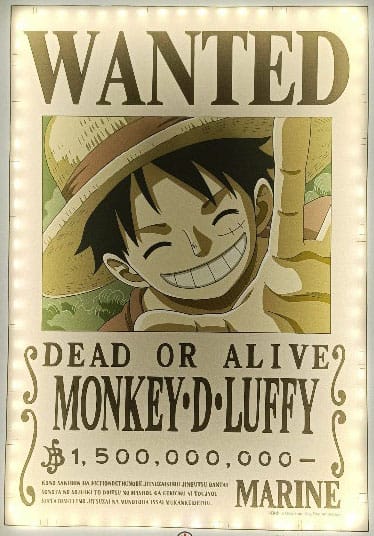 Teknofun One Piece LED Wall Lamp Light Wanted Luffy 30 cm