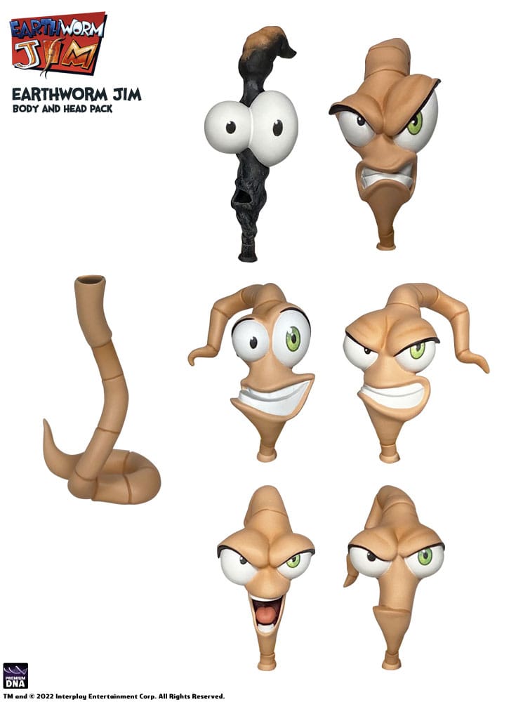 Premium DNA Toys Earthworm Jim Accessory Pack Wave 1: Worm Body & Jim Heads