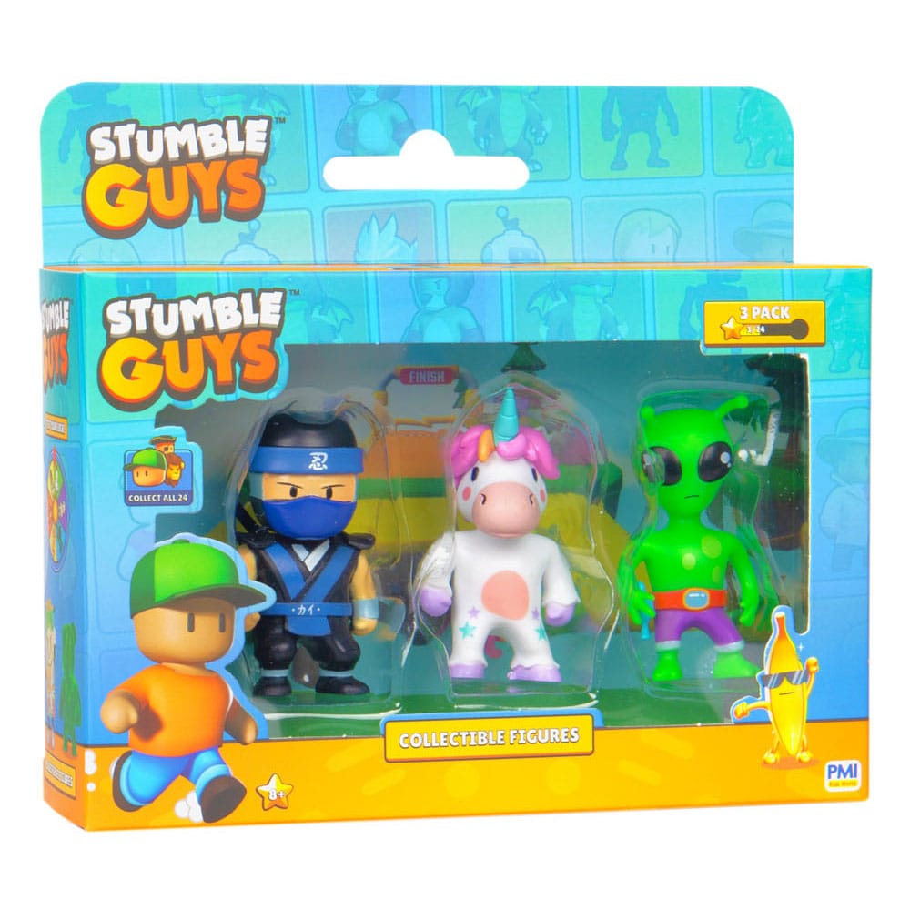BOTI Stumble Guys 3-pack sběratelských figurek (Ninja Kai, Sprinkles, Green Alien)