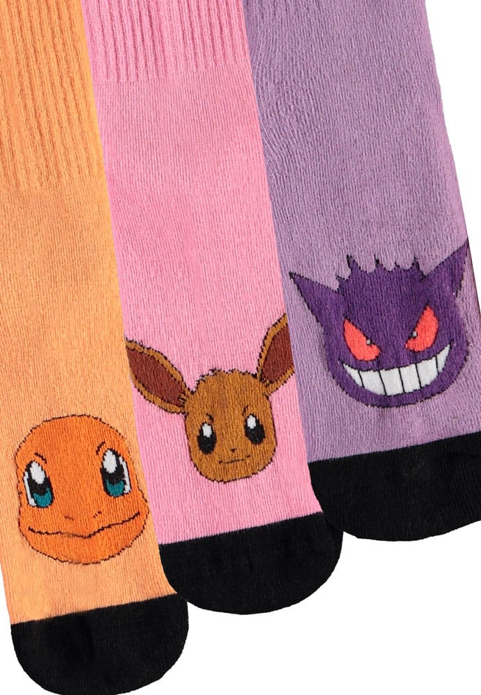 Difuzed Pokémon Socks 3-Pack Heads Colormix 35-38