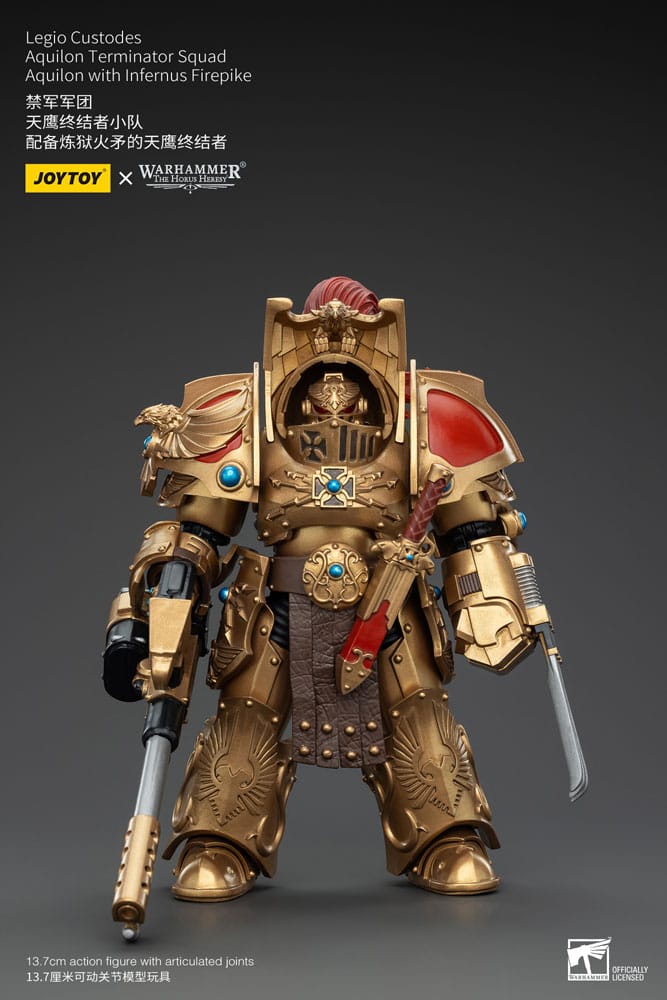 Joy Toy (CN) Warhammer The Horus Heresy Action Figure 1/18 Legio Custodes Aquilon Terminator Squad Aquilon with Infernus Firepike 14 cm