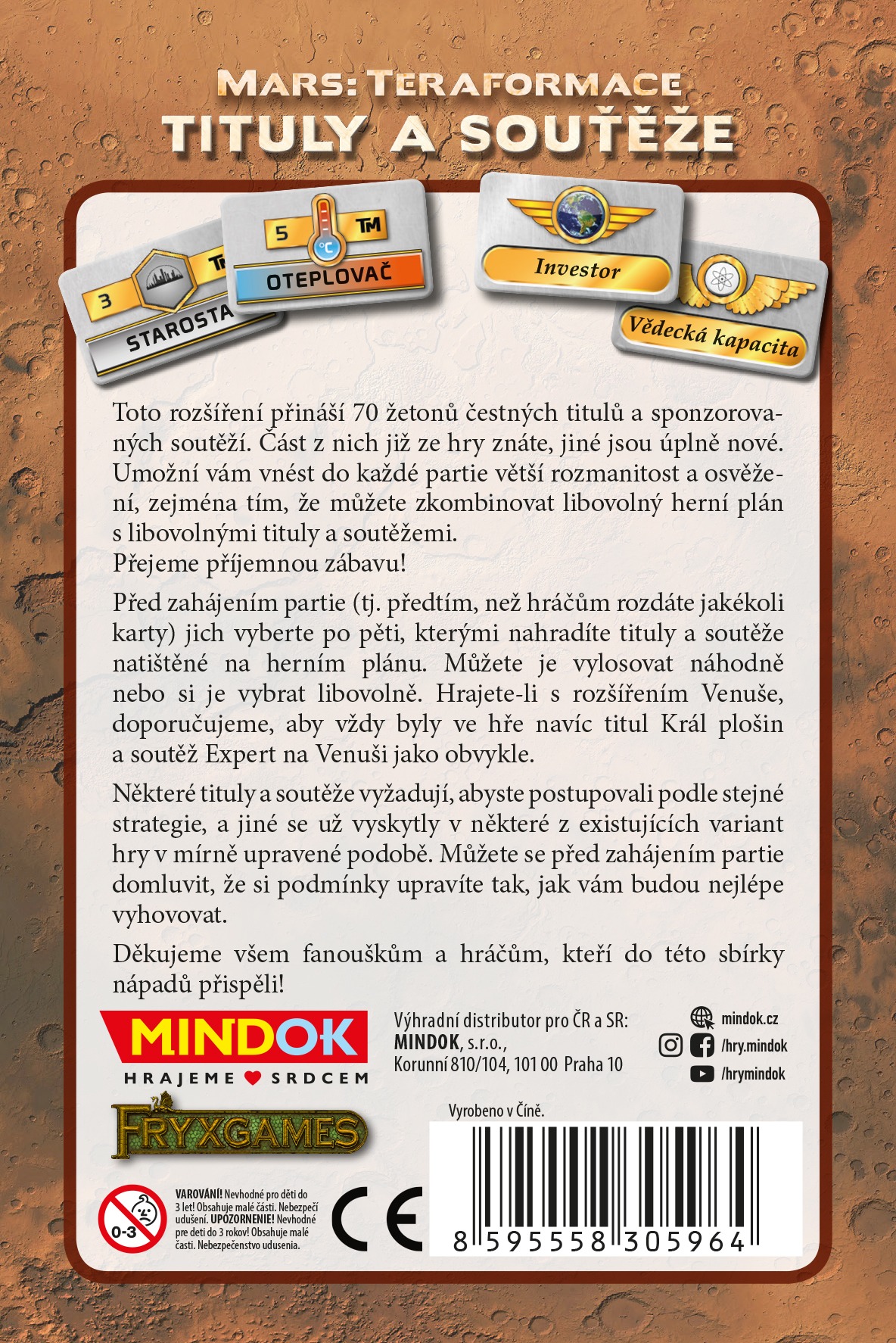 Mindok Mars: Teraformace – Tituly a soutěže – rozšíření 8