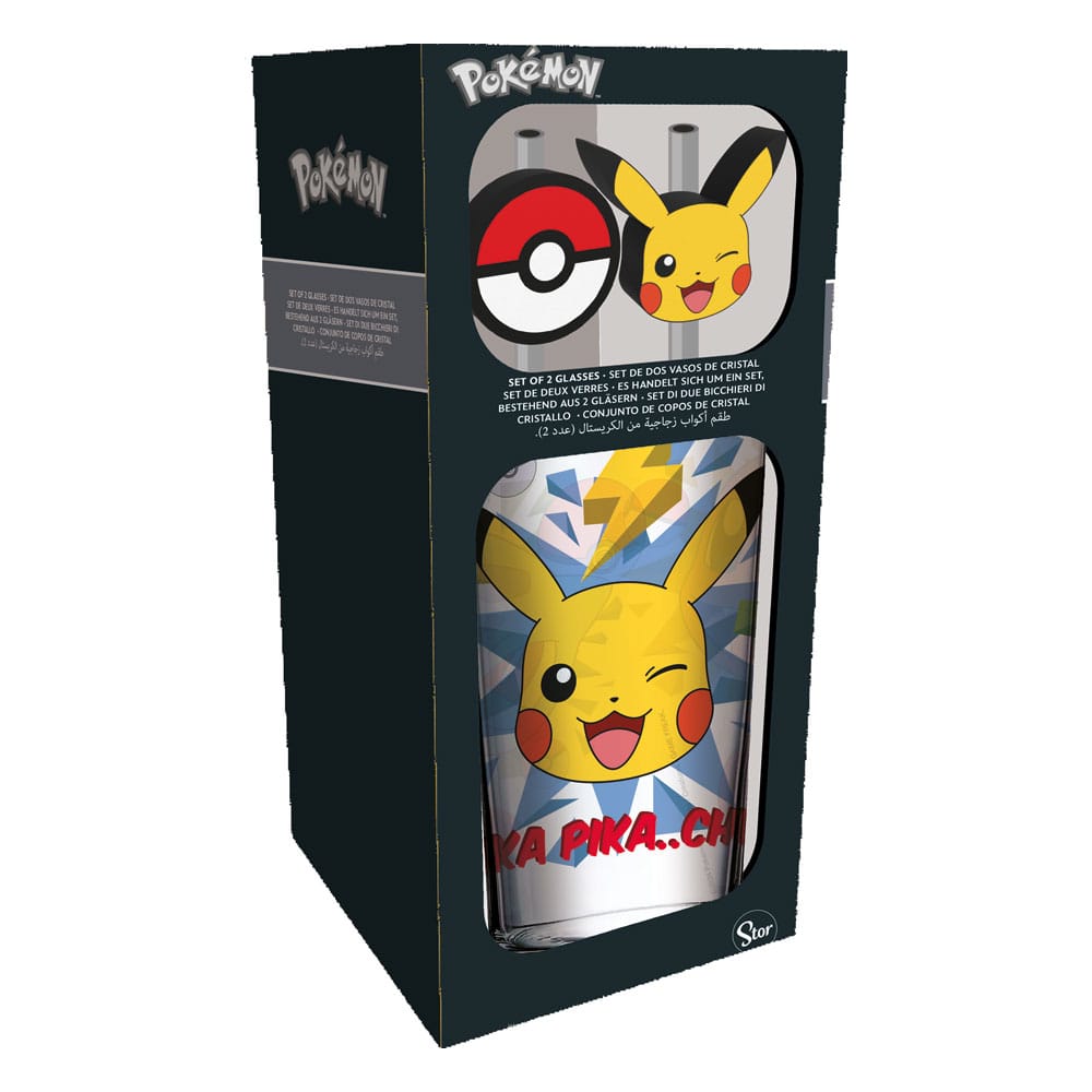 Stor Pokémon Glass Tumbler with Straws Pikachu 485 ml