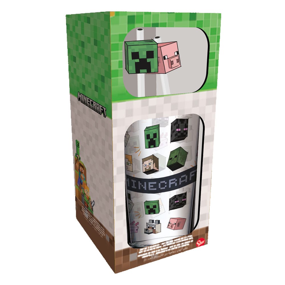 Stor Minecraft Glass Tumbler with Straws Characters 485 ml