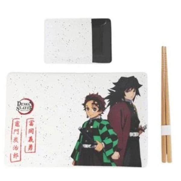 Just Funky Demon Slayer Ceramic Sushi Set with Chopsticks Tanjiro & Giyu
