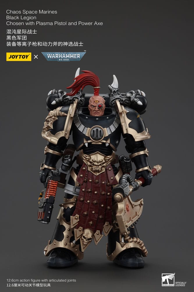 Joy Toy (CN) Warhammer 40k Action Figure Chaos Space Marines Black Legion Chosen with Plasma Pistol and Power Axe 20 cm