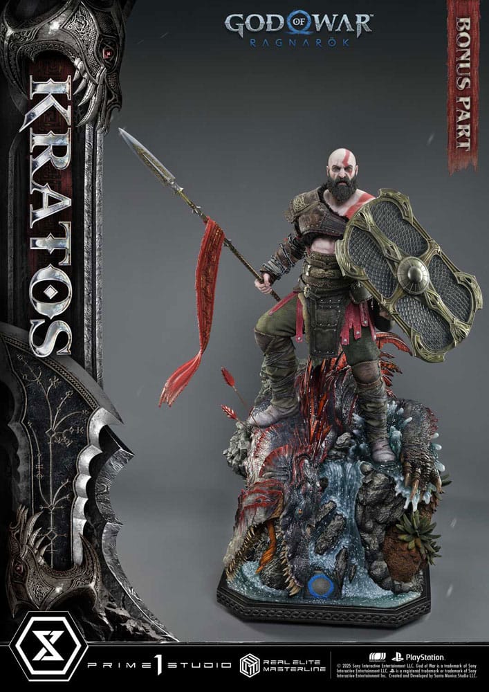Prime 1 Studio God of War: Ragnarok skutečná elitní série Masterline socha 1/3 Kratos Ultimate Bonus Version 95 cm