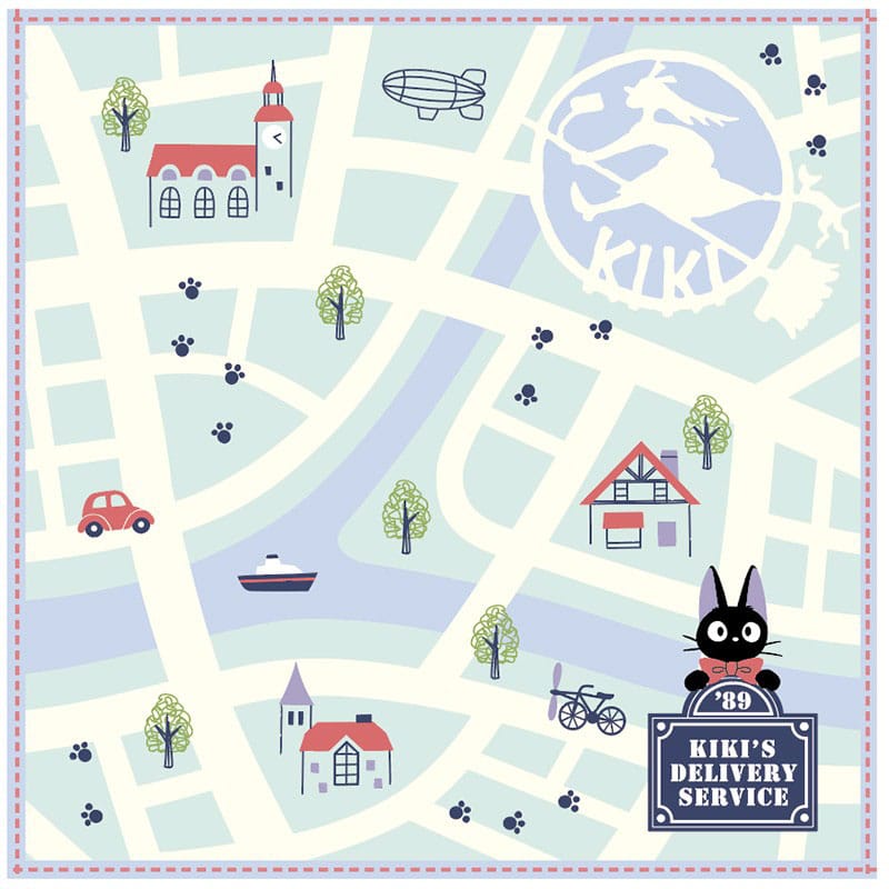 Marushin Studio Ghibli Mini Towel Kiki's Delivery Service City Map 25 x 25 cm