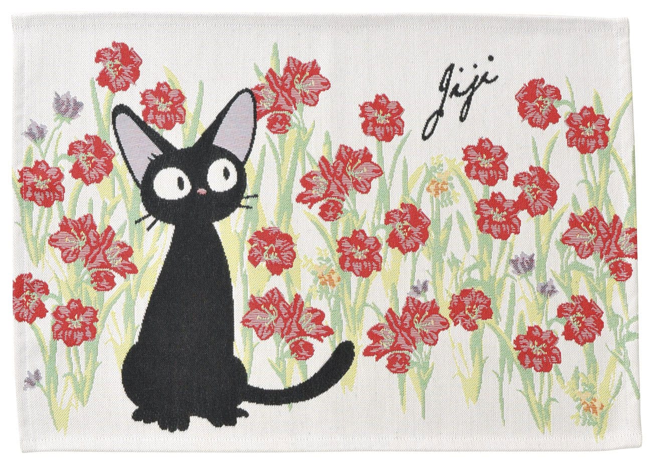 Marushin Kiki's Delivery Service Cloth Lunch Napkin Jiji Red Flowers