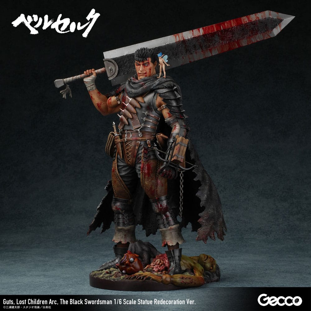 Gecco Berserk Statue 1/6 Guts Lost Children Arc The Black Swordsman Redecoration Ver. 38 cm