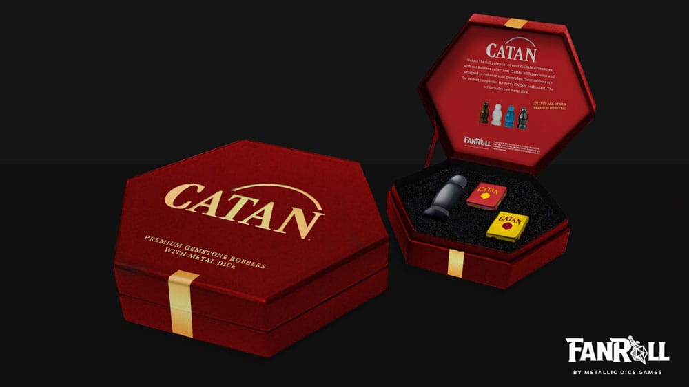FanRoll Catan Upgrade dice set Robber & Metal: Hematite