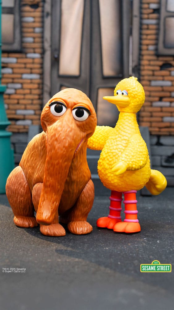 Super7 Sesame Street ReAction akční figurky 2-Pack Big Bird a pan Snuffleupagus 10 cm