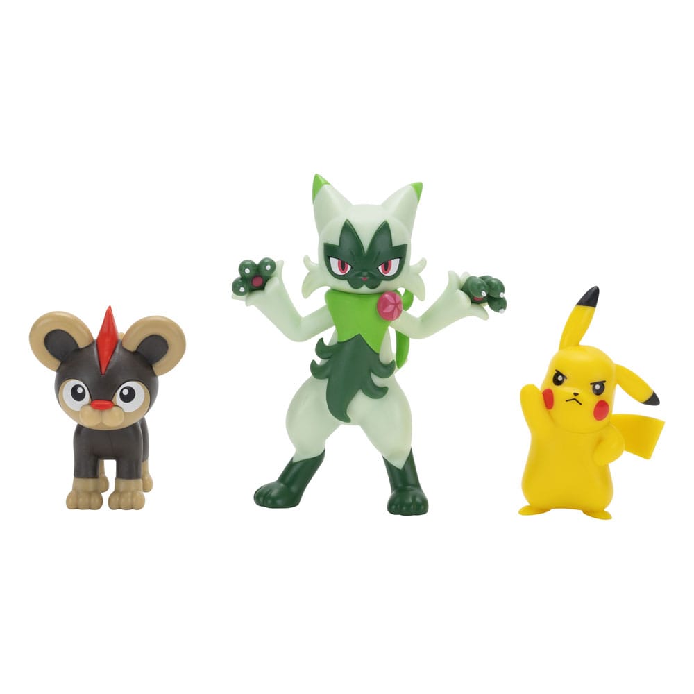 Jazwares Pokémon First Partner Battle Figure Set akční figurky 3-Pack Litleo, Pikachu & Floragato