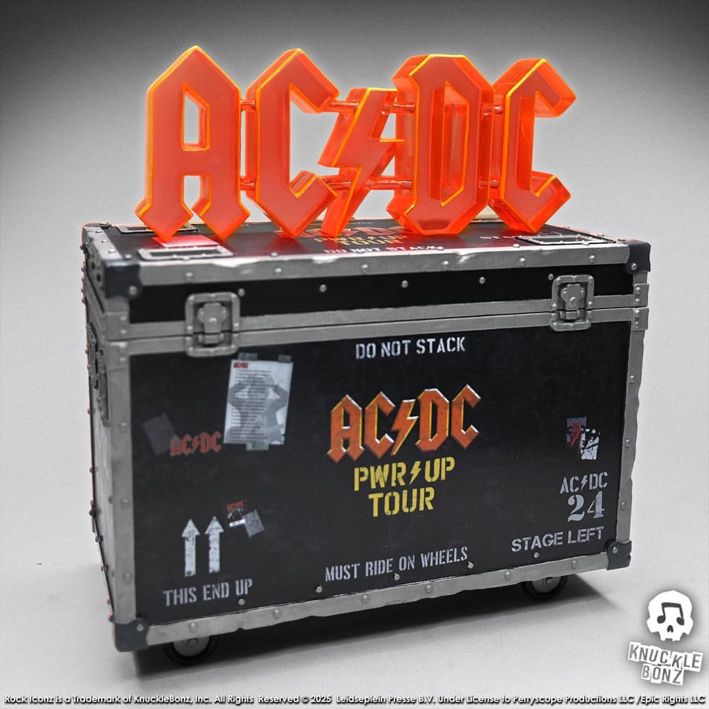 KnuckleBonz AC/DC Rock Ikonz On Tour soška PWR UP Tour Road Case