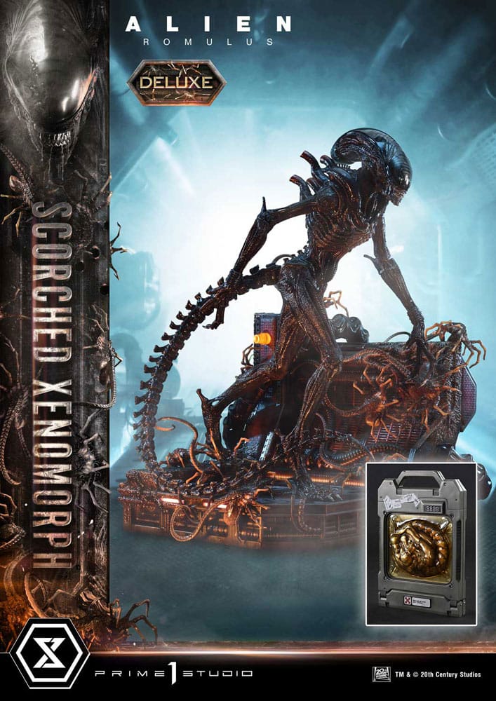 Prime 1 Studio Alien: Romulus Museum Masterline XL soška 1/3 Scorched Xenomorph Deluxe Bonus Version 98 cm