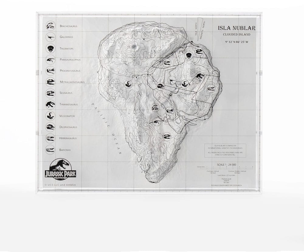 Elite Creature Collectibles Jurassic Park Topographic Map Isla Nublar