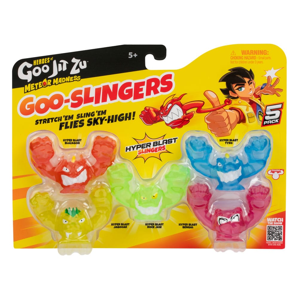 Moose Toys Heroes of Goo Jit Zu Meteor Madness Stretch Figures 5-Pack Goo Slingers Hyper Blast Slingers 5 cm
