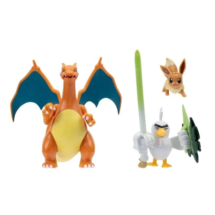 Jazwares Pokémon figurky 3-Pack Eevee, Sirfetch'd & Charizard
