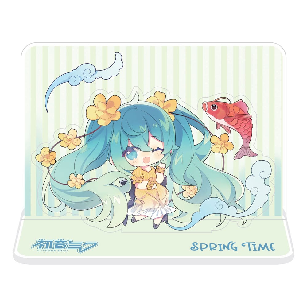 Popbuddies Hatsune Miku akrylová figurka Standee Hatsune Miku Spring Time Chibi Miku with Koi 11 cm