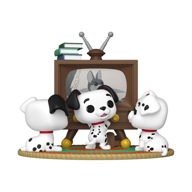 Funko One Hundred and One Dalmatians POP Moment figurky Rolly, Patch & Lucky with TV 9 cm