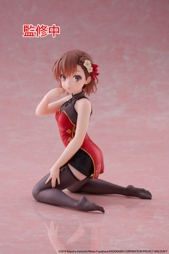 Taito Prize A Certain Scientific Railgun PVC soška Desktop Cute Figure Mikoto Misaka Chinese Dress Ver. 13 cm